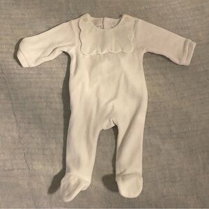 Jacadi Paris velour bodysuit with scalloped collar